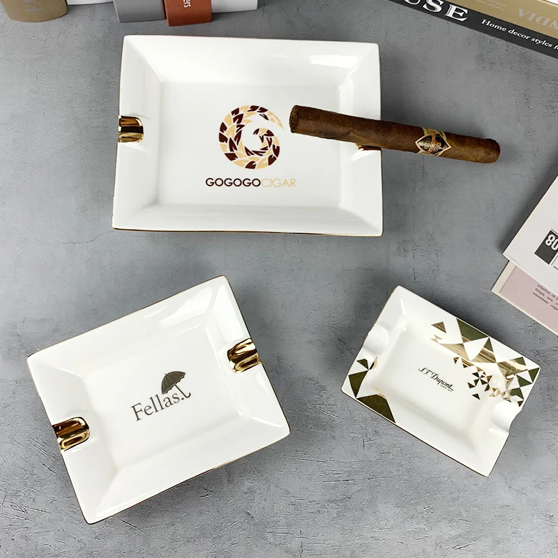 wholesale ashtray in stock  Porcelain rectangle Shape Custom Cigar black  Ashtray
