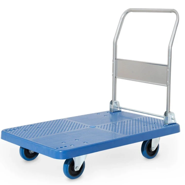 Пластиковая утолщенная Плоская тележка, ручной четырехколесный бесшумный складной грузовик для супермаркета, оптовая продажа от производителя