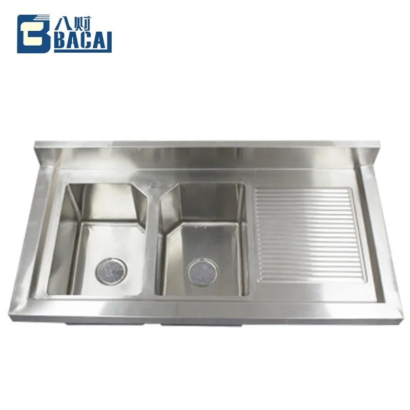 Double Bowl Thickening With platform Stainless Steel Kitchen Sink  for restaurant Commercial customization