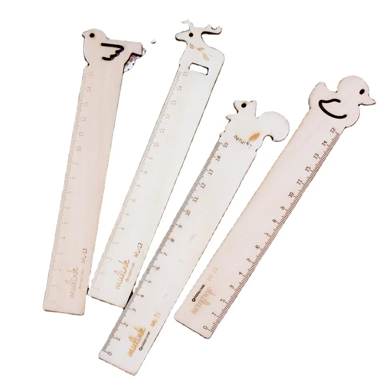 learning tools Cartoon Laser cutting 15cm wooden ruler stationery