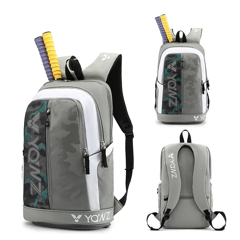 Large Nylon Tennis Backpack for Men and Women Holds 2 Rackets with Separate Shoe Space for Pickleball Badminton Paddle