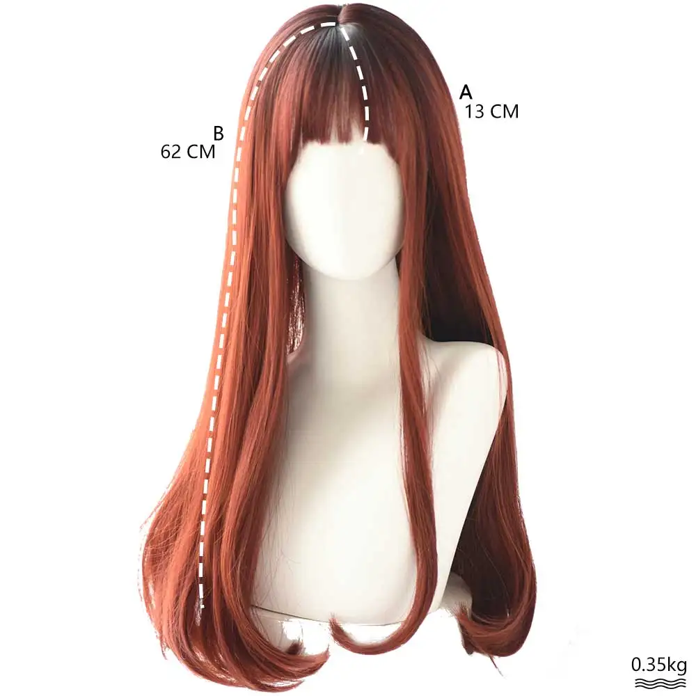 7JHH WIGS Wholesale Price 26 Inches Long Wavy Wig With Bangs 150% Density Natural Colored Synthetic Hair Wigs For Women