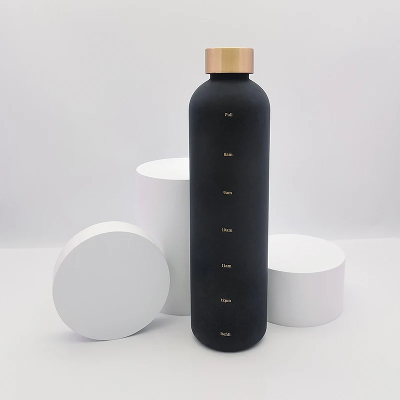 32oz High Quality personalized large capacity BPA Free Time Marker Frosted Plastic Tritan Outdoor Sports Water Bottle
