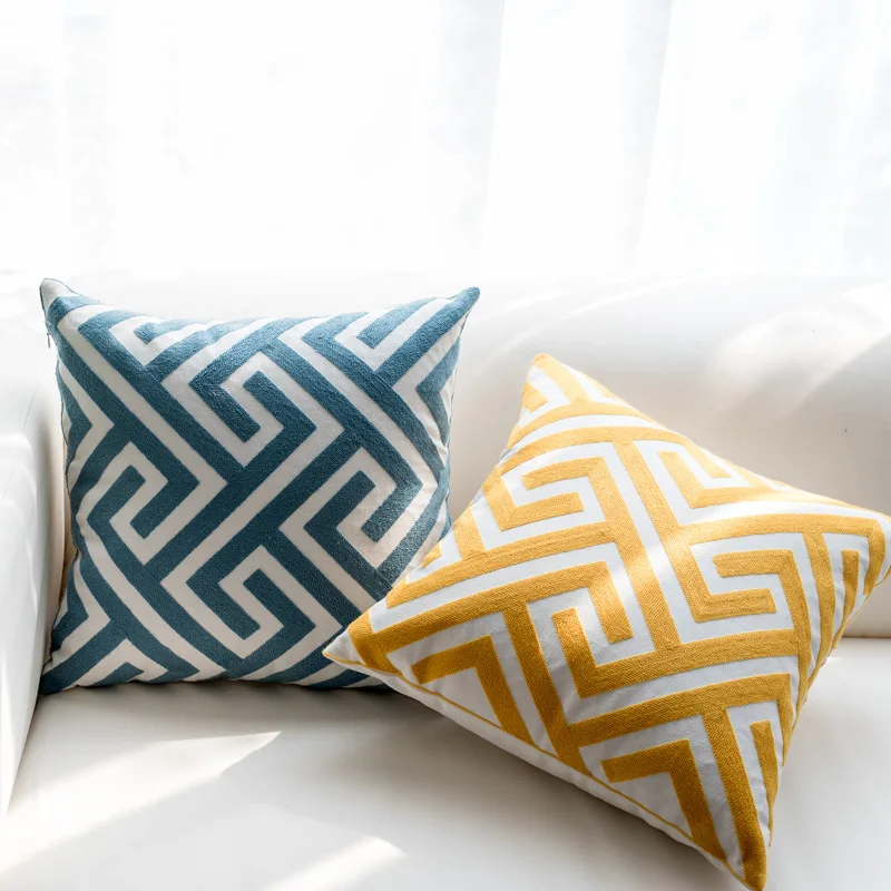 Nordic Geometric Pillow Cotton Cushion American Model House Home Cushion Cover