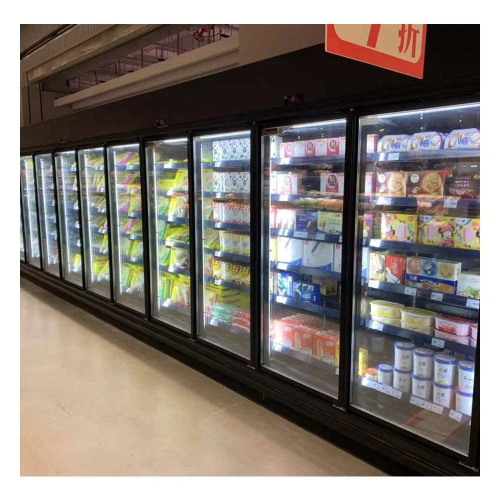 Factory direct sale supermarket upright glass door display fridge refrigeration equipment supermarket freezer display cooler
