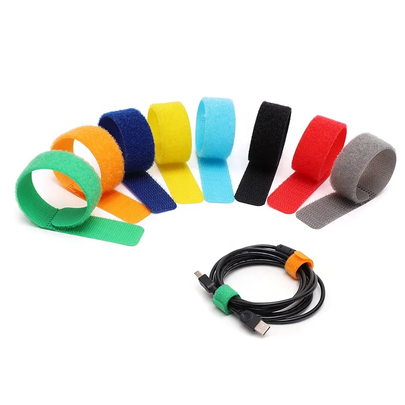 5 Color Wholesale Custom Velcroes Cable Tie Self-locking Wire Hook and Loop Aable Ties/cable Strap Reusable Sizes Colorful