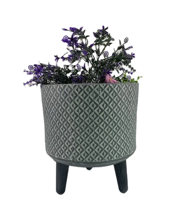 Простой садовый плантатор, магниевый цветочный плантатор, украшение для отеля, цилиндрический полосатый цветочный горшок для двора