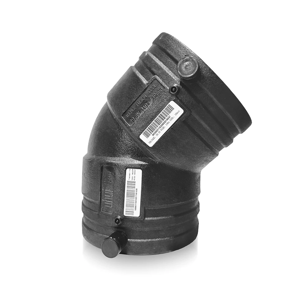 Hdpe Elbow Dn32-dn315 Electrofusion Gas Fittings Connector Black Yellow Pe 45deg Elbow 45 Degree Bend