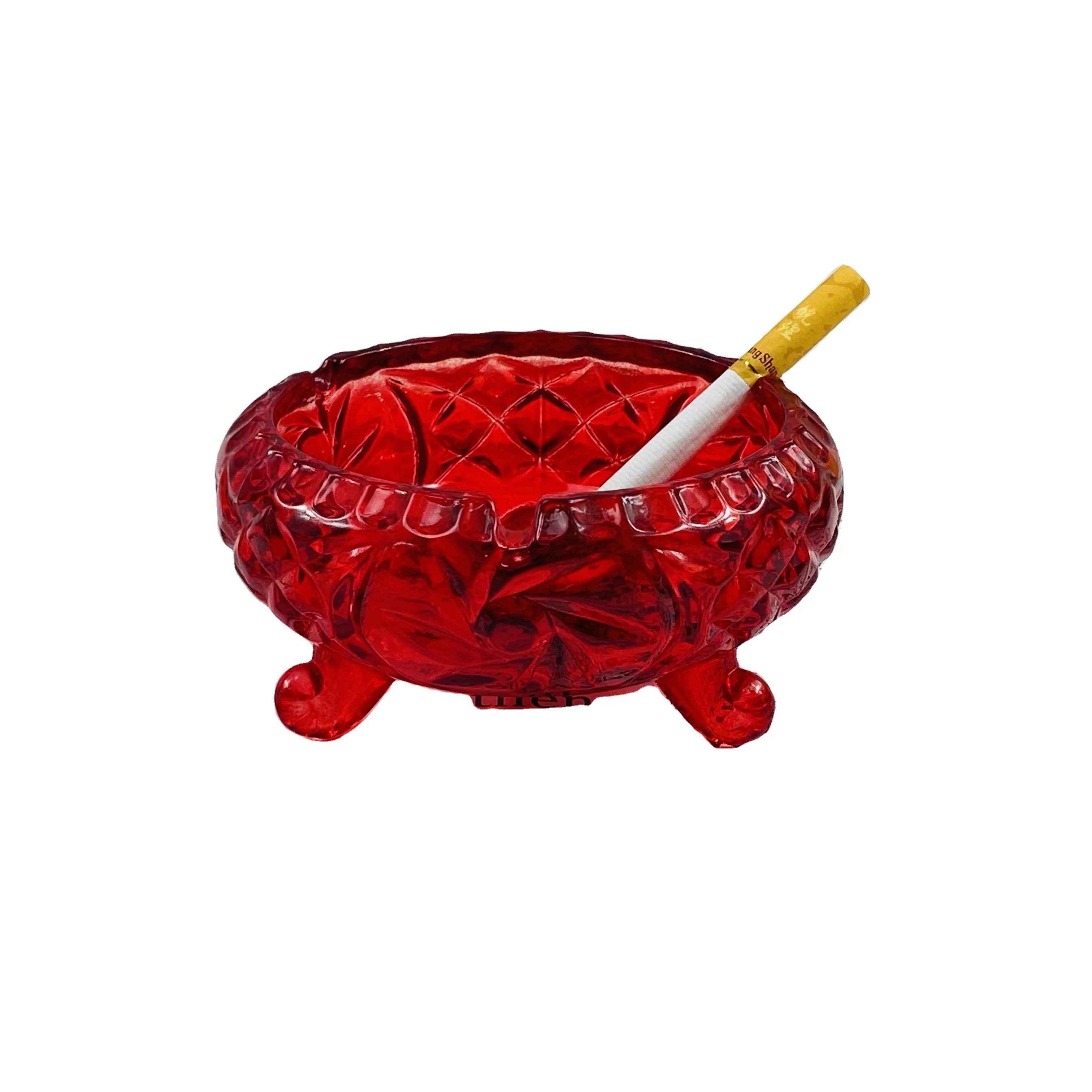 Engrave Logo Top Grade colored Glass Crystal Ashtray Printed Round or Octagonal