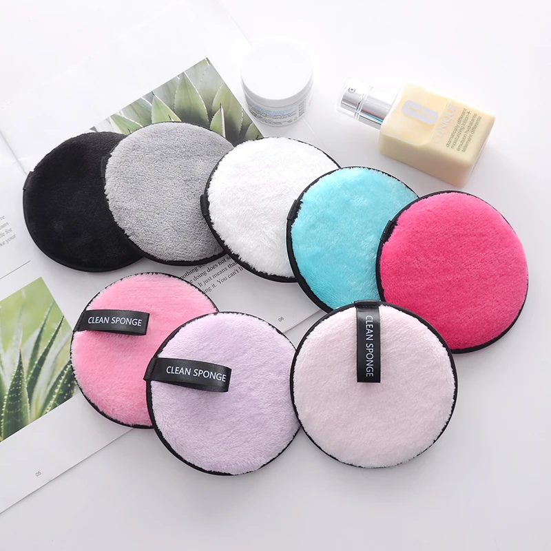 Hot Selling Round Makeup Remover Cleaning Sponges Microfiber Washable Facial Makeup Remover Pads