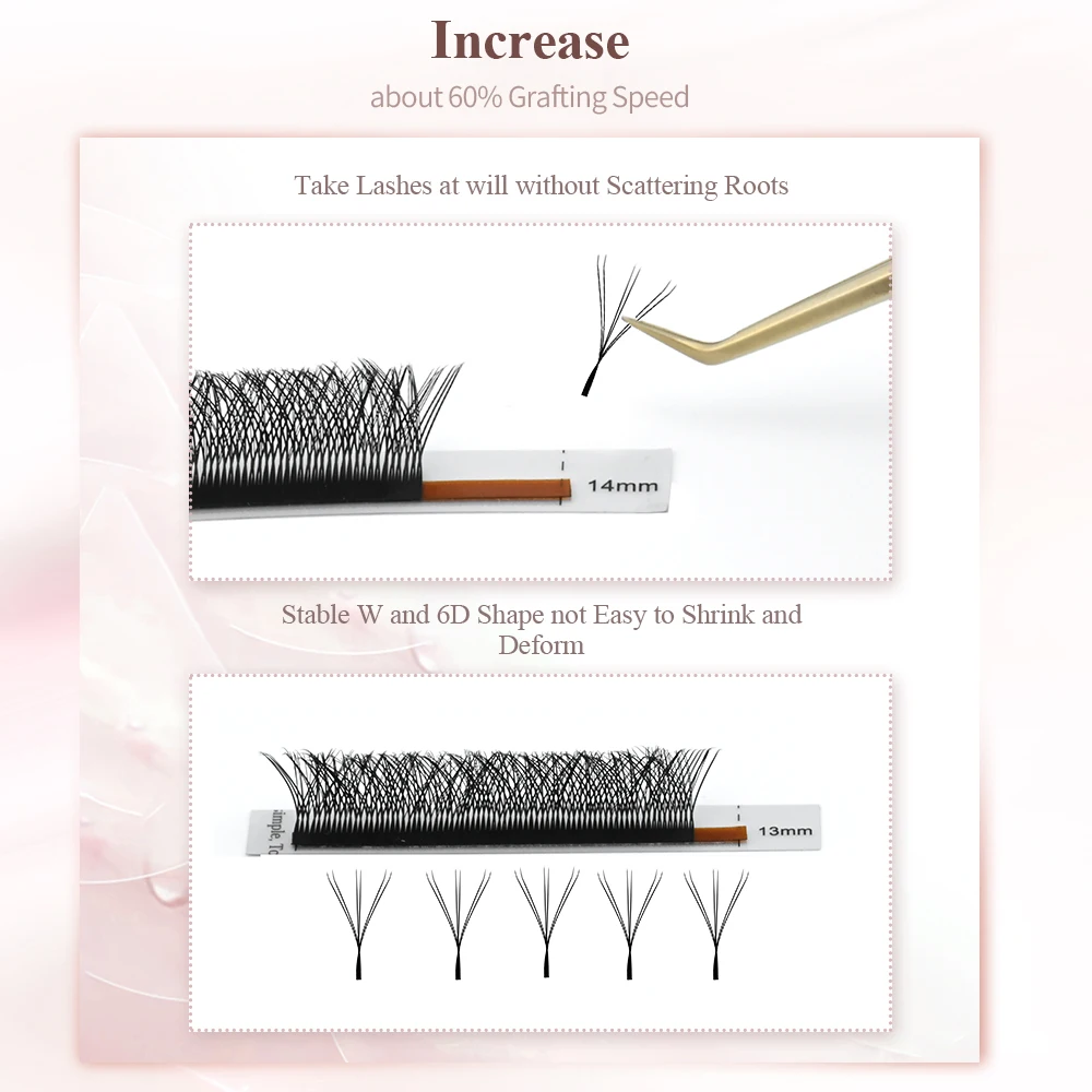 NAGARAKU 6D W Shape Eyelash Extensions Volume Pre-made Fans False Eyelashes Split Tips W shape