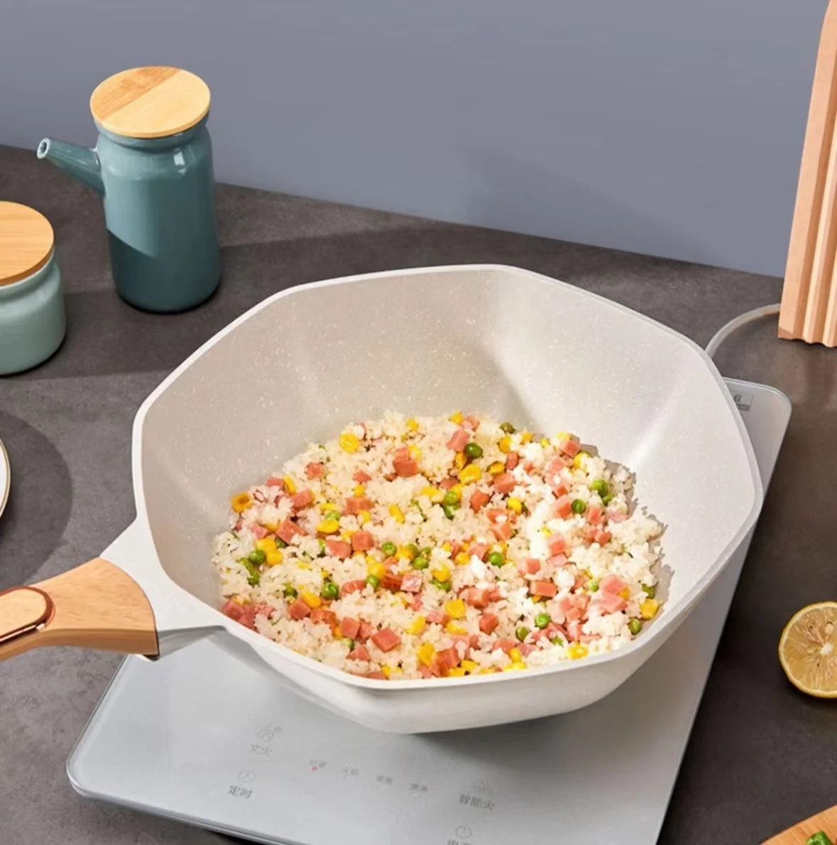 Maifan Stone Flat Bottom Non-Stick Octagonal Frying Pan