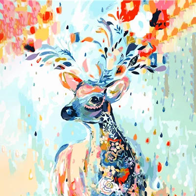 Wholesale E471 Polypropylene Pigment Material Abstract Decorative Kids Canvas Painting Elk Animal Oil Paintings By Number