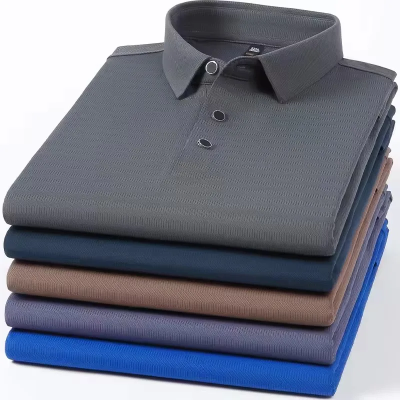 2024 new products Customized Green Knitted Polo Shirts Logo Polyester Uniform Golf short sleeve t shirt check shirt for men