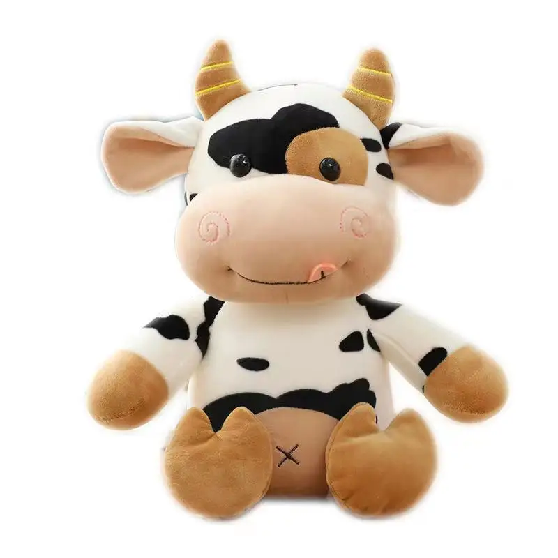 OEM custom Lovey Stuffed Animal Soft Toy Cow doll Plush Black White Cow plush toy