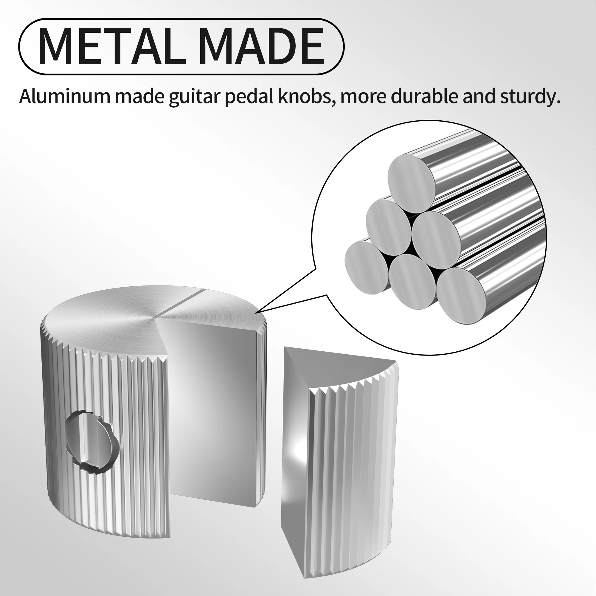 15MMX12.5MM Silver Color Aluminum Volume Potentiometer Control Audio Knob Guitar Pedal with 6.35mm Shaft Hole Diameter