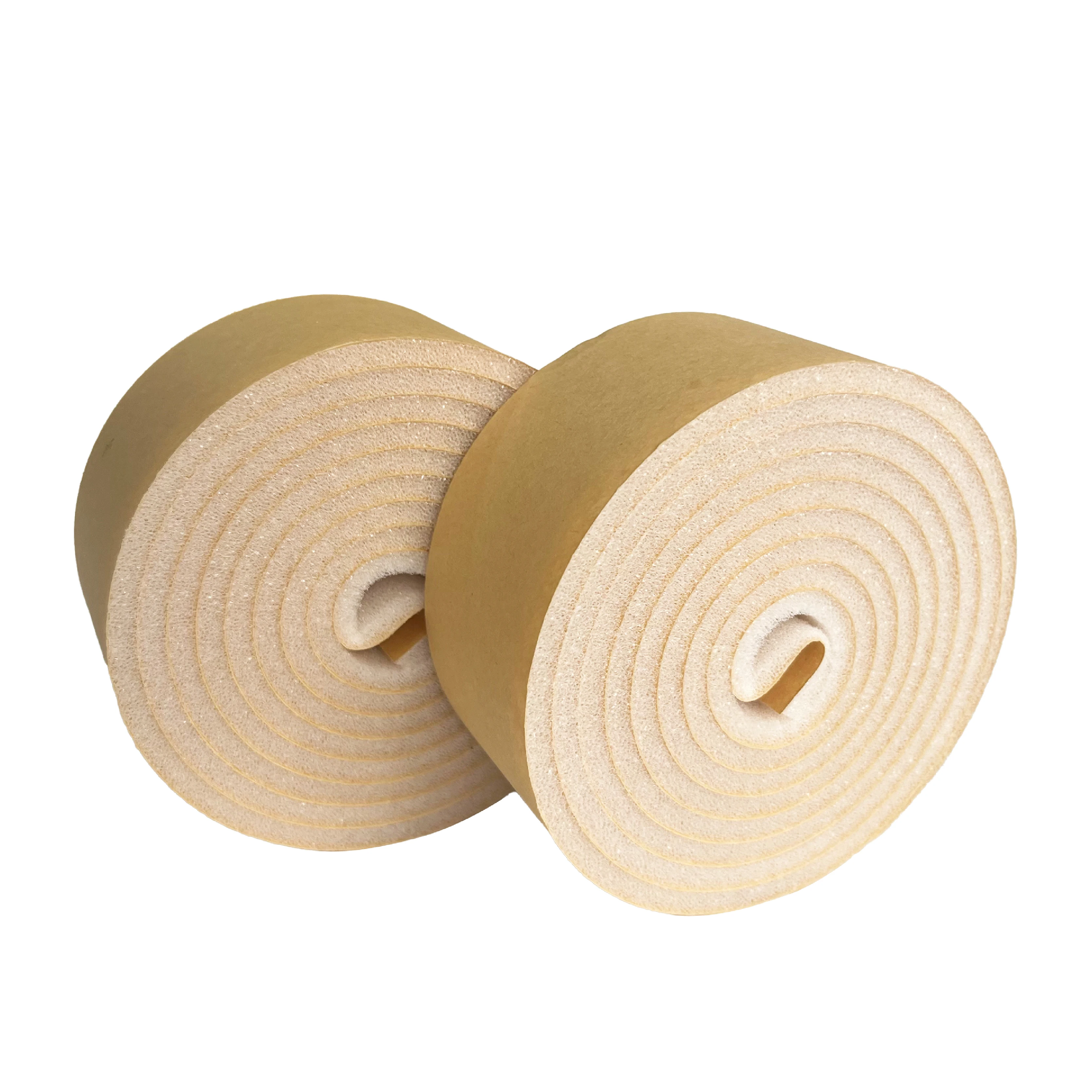 Customized white PU sponge strips with yellow paper oil glue, DIY cutting for sealing, protection