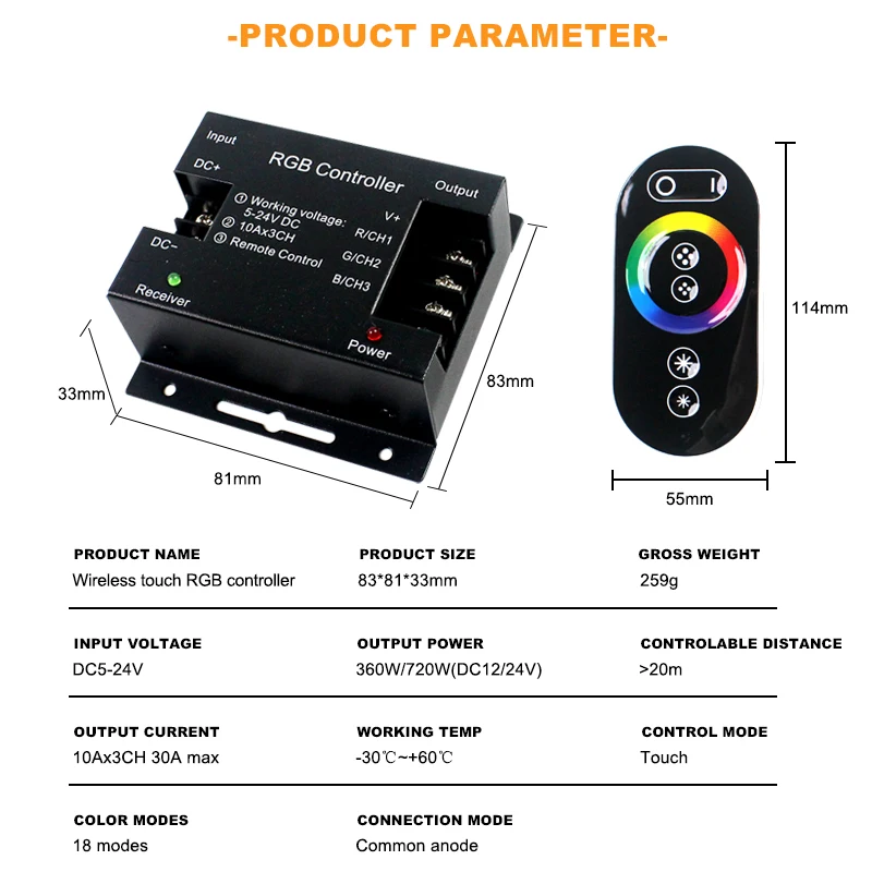 DC5-24V 30A RGB светодиодная неоновая полоса света диммер беспроводной Радиочастотный пульт дистанционного управления PWM светодиодный контроллер с пультом для полосы
