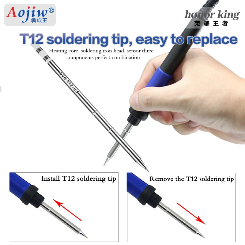 Aojiw T12D PLUS Welding Station intelligent constant temperature digital  automatic sleep mobile soldering iron repair tool
