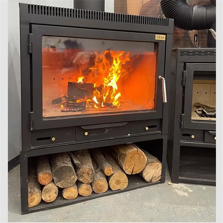 Modern Wood Burning Stove High Quality Cast Iron Indoor Heating Mantel Insert Wood Fireplace
