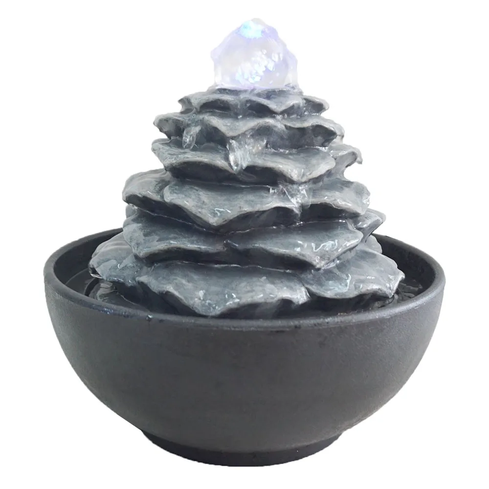 glass ball resin flower tabletop water fountain indoor decoration for home