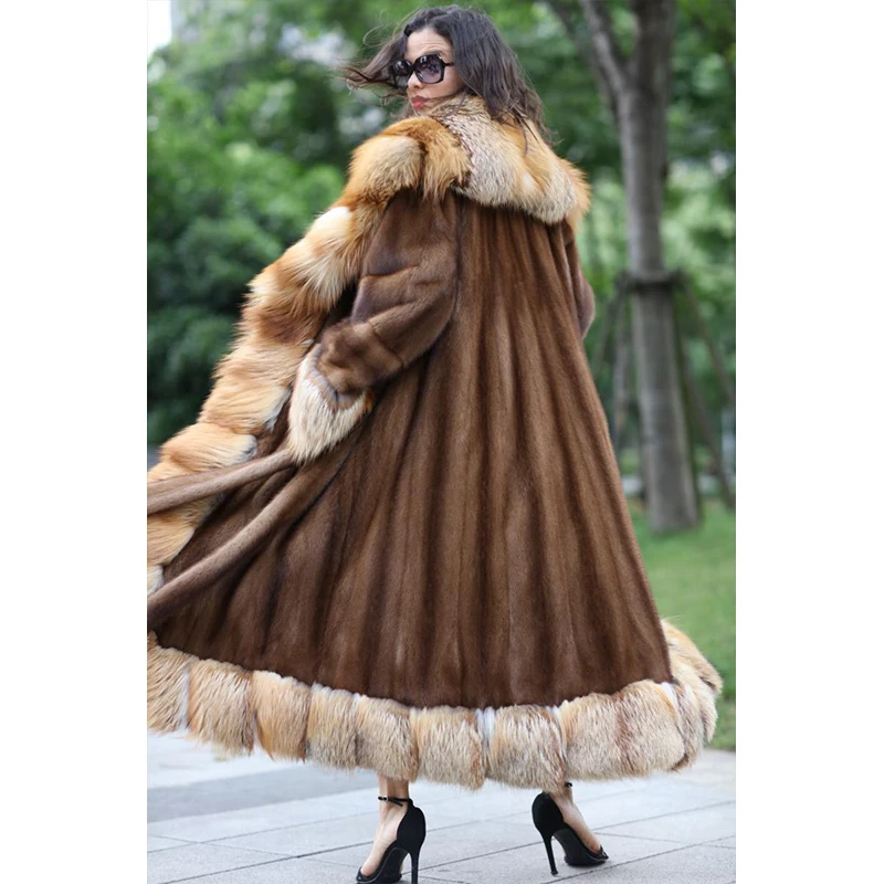 2021 new hot sale winter European imported mink fox fur coat men and women full mink super long