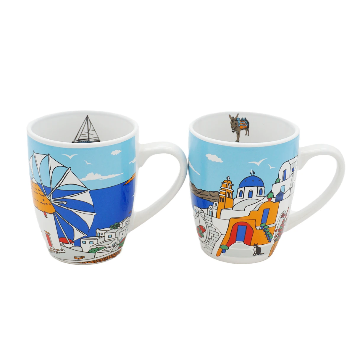 Eco friendly custom logo printing on mug 11oz white belly shape coffee stoneware mug