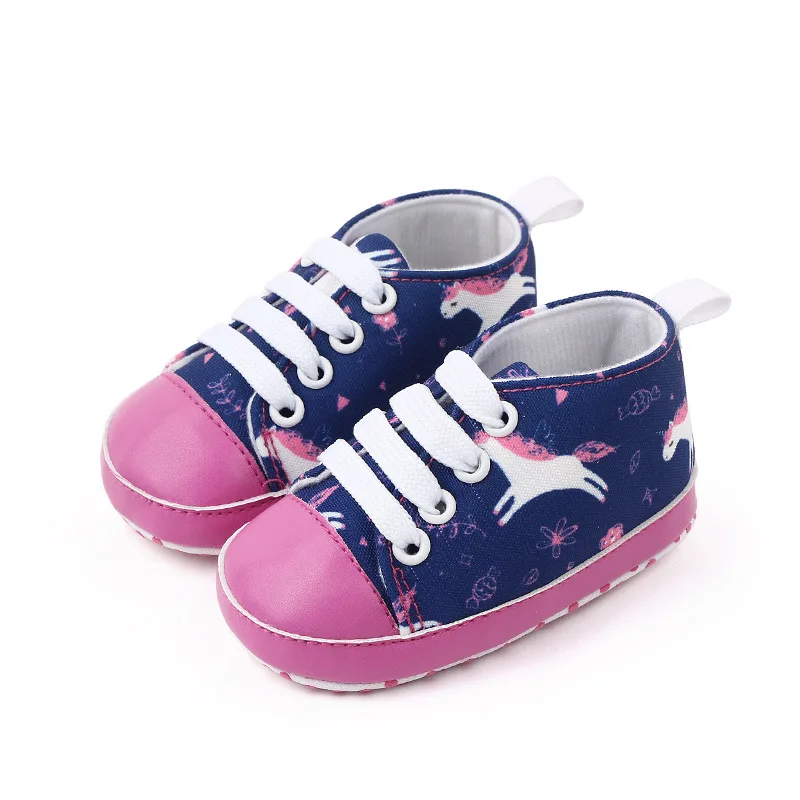 New baby shoes color cartoon baby canvas shoes soft soled walking shoes