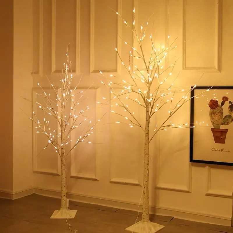 White branch birch tree lamp 90cm indoor Christmas warm white simulate twig decoration branch led artificial birch tree lights