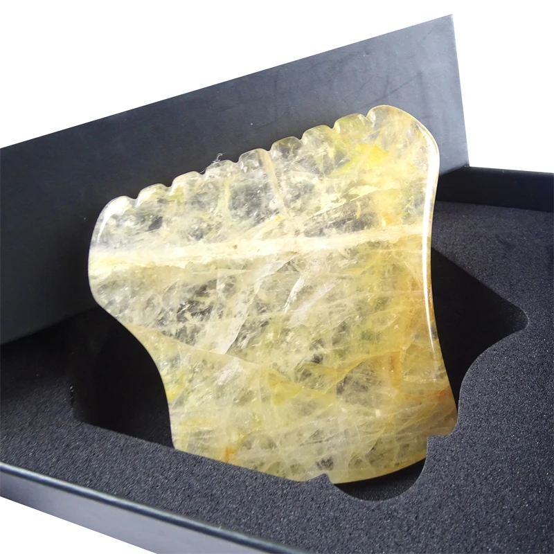 Yellow Citrine Stone Gua Sha Massager Facial Tools Visage Avec Logo Jade Guasha Massage Stone For Skin