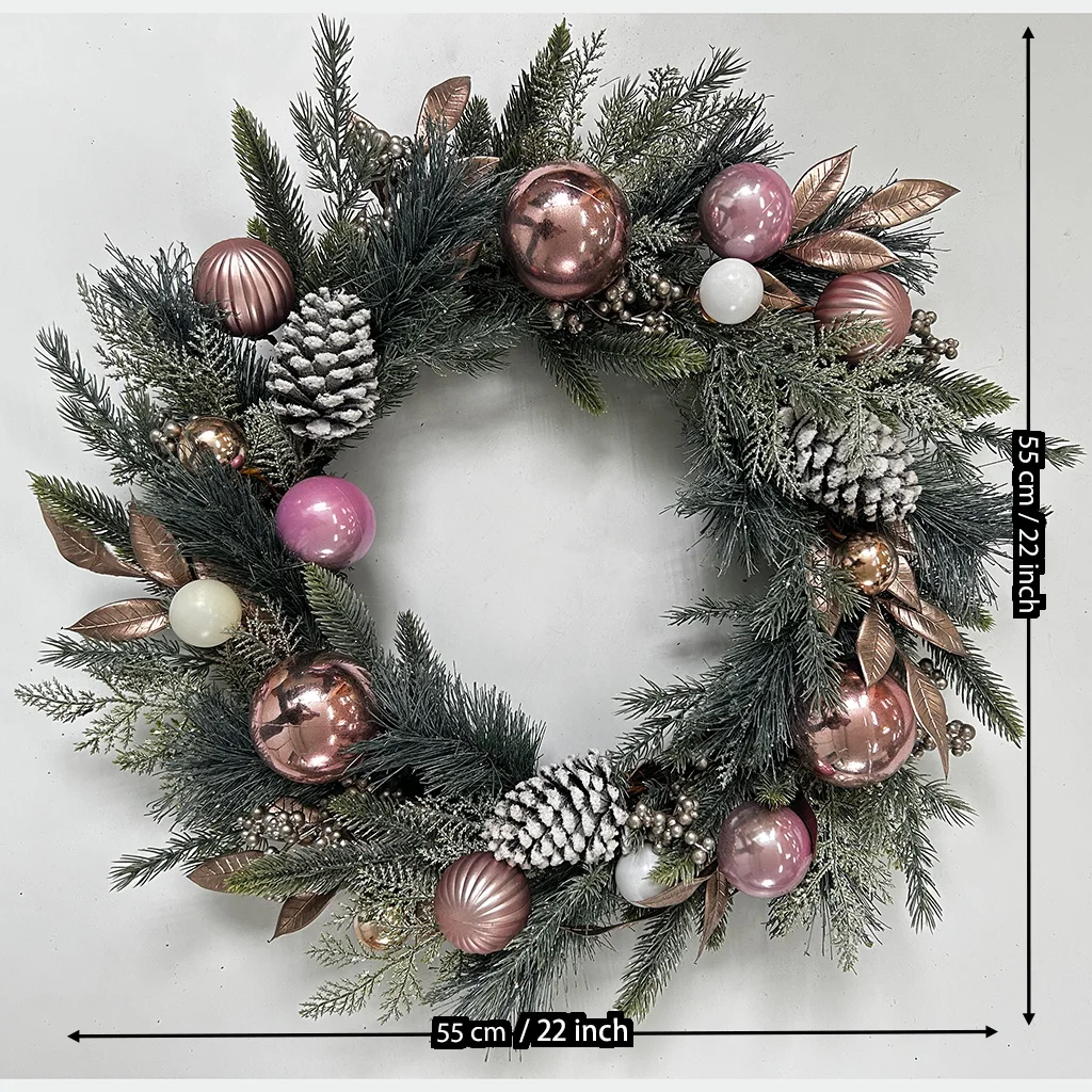 Luxury Decorated home decor frost eucalyptu pine cone wreath for Front Door Wall Decoration