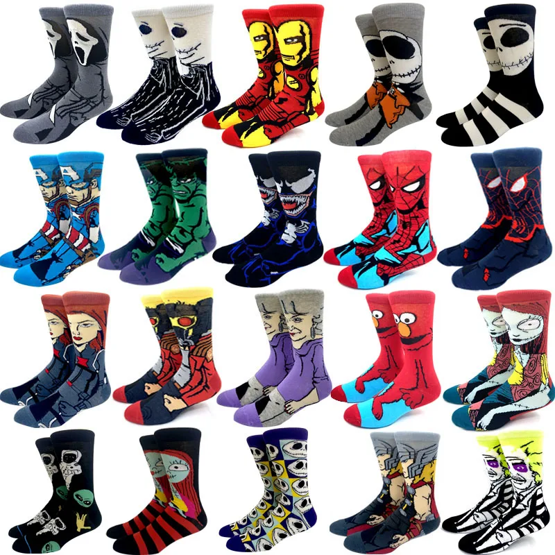 Wholesale Men Women Anime Funny Cartoon Anime Character Novel Interesting Popular Movie Hero Artwork Cool Socks Crew Calcetines