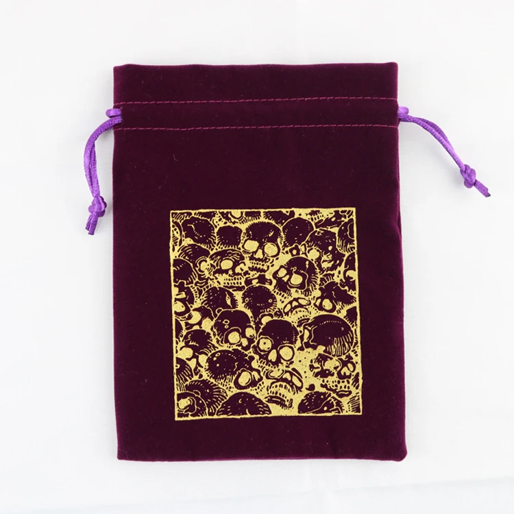 Hot product purple pouch jewelry velvet drawstring bag with Gold Printing Logo,velvet bag jewelry packaging with drawstring