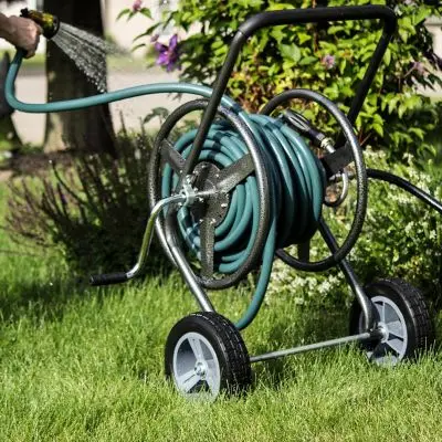two wheel hose reel cart heavy duty rolling  hose caddie for gardening 350 Ft hose capacity