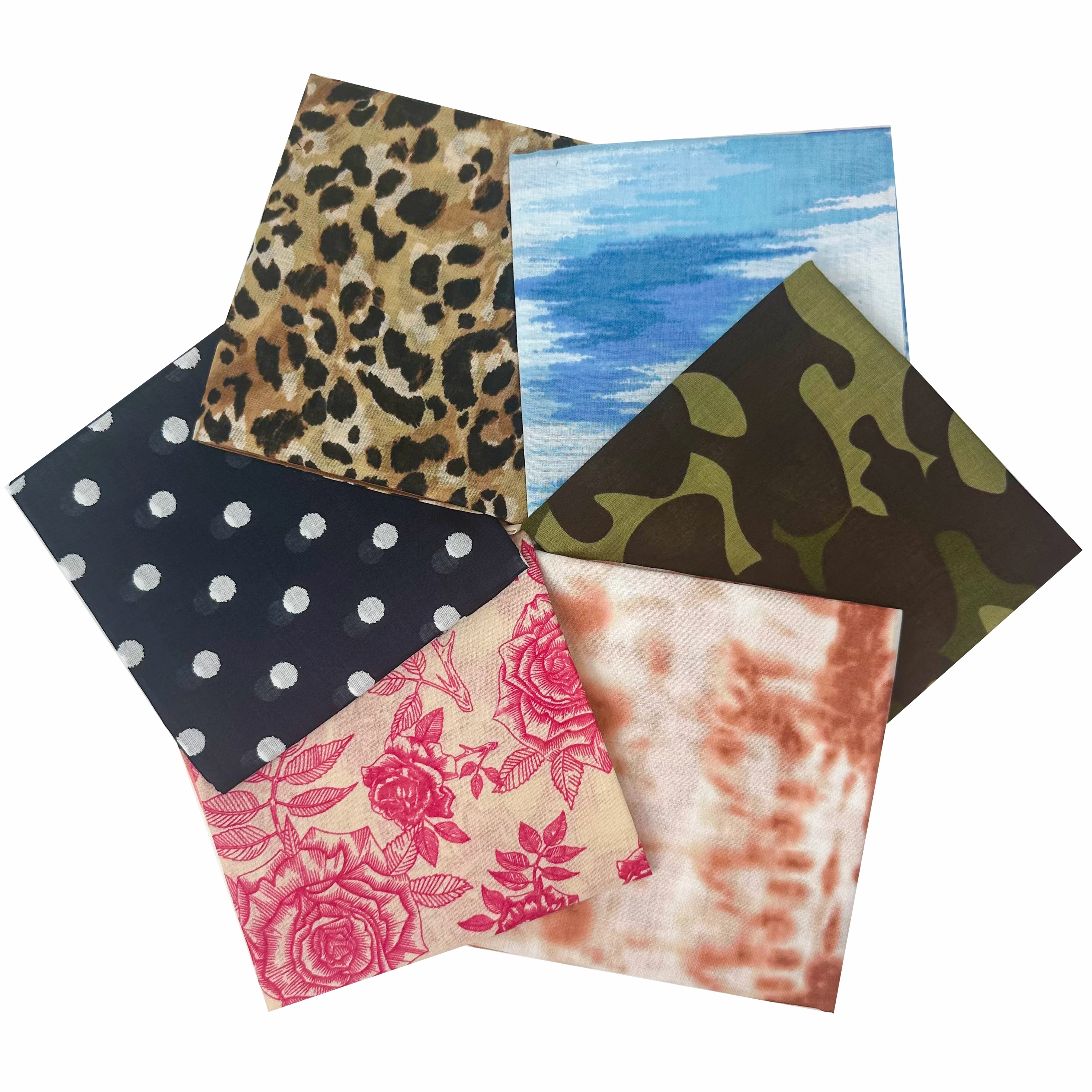 Hengli custom design camouflage fashion square bandana scarf cotton silk scarf for women Product