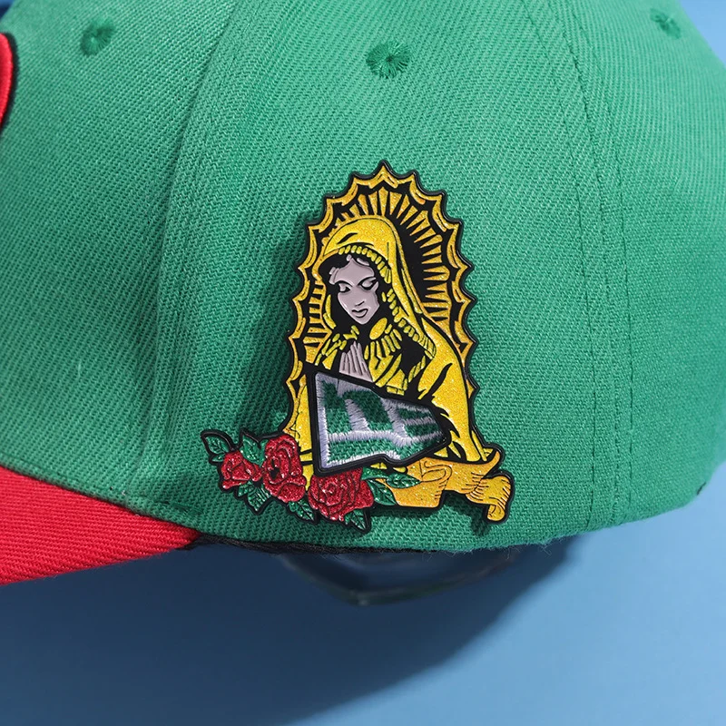 Wholesale Hot Sale Frame Metal Cap Pin Catholic Christian Custom Mexican Hat Pins Virgin Mary Enamel Pins For Hats
