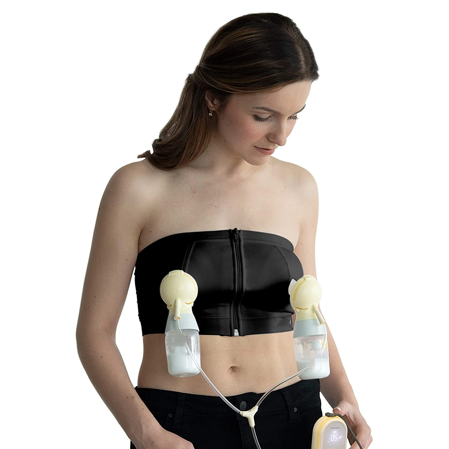 Easy Expression Hands Free Pumping Bra, Black, Small, Comfortable and Adaptable with No-Slip Support for Easy Multitaskin