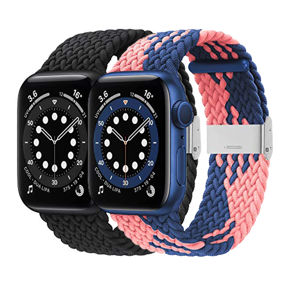  Эластичный Плетеный нейлоновый ремешок для соло Iwatch 6 5 4 SE эластичный спортивный часов Apple 40 мм