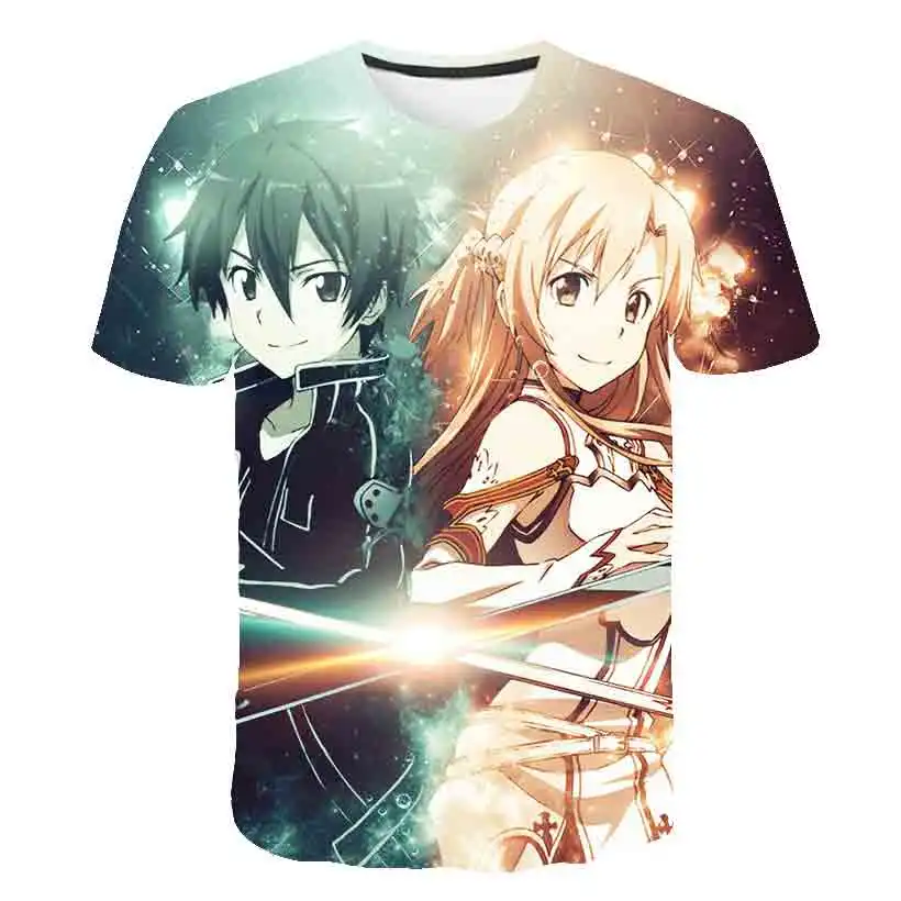Sword Art Online SAO 3D Printed Shirt for Men Summer Harajuku Clothes 3D Printing Shirt From Men Japanese Manga Tee Shirt