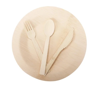 Bamboo Disposable Compostable Tableware Set for Travel Events