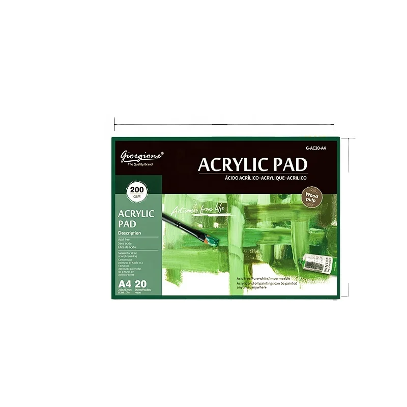 Giorgione G-AC20-A4 200GSM Acid-Free 20 Sheets of Cold Pressed Acrylic Painting Paper 200gsm Size A4
