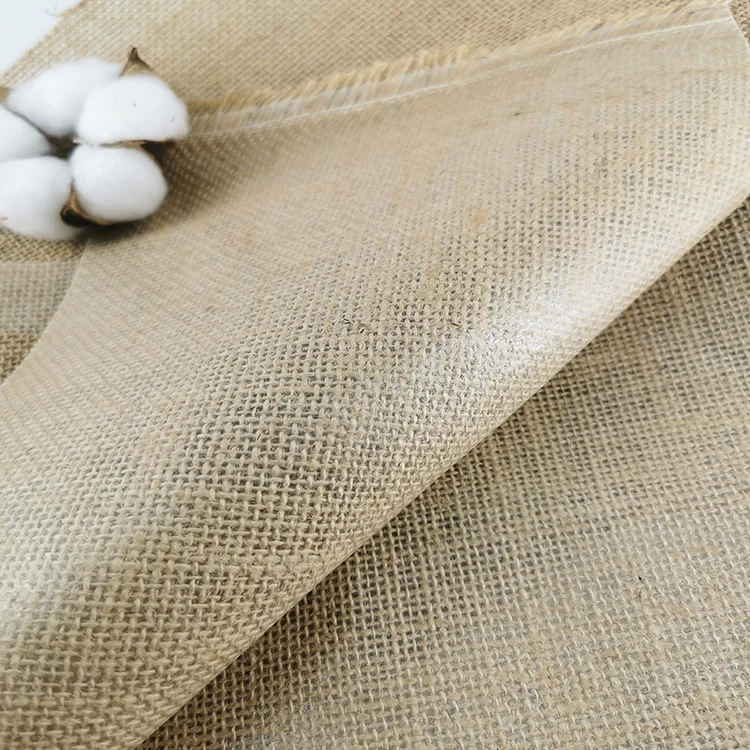cheap price laminated burlap fabric waterproof jute cloth for tote bags natural 100% burlap fabric PE coated customized size