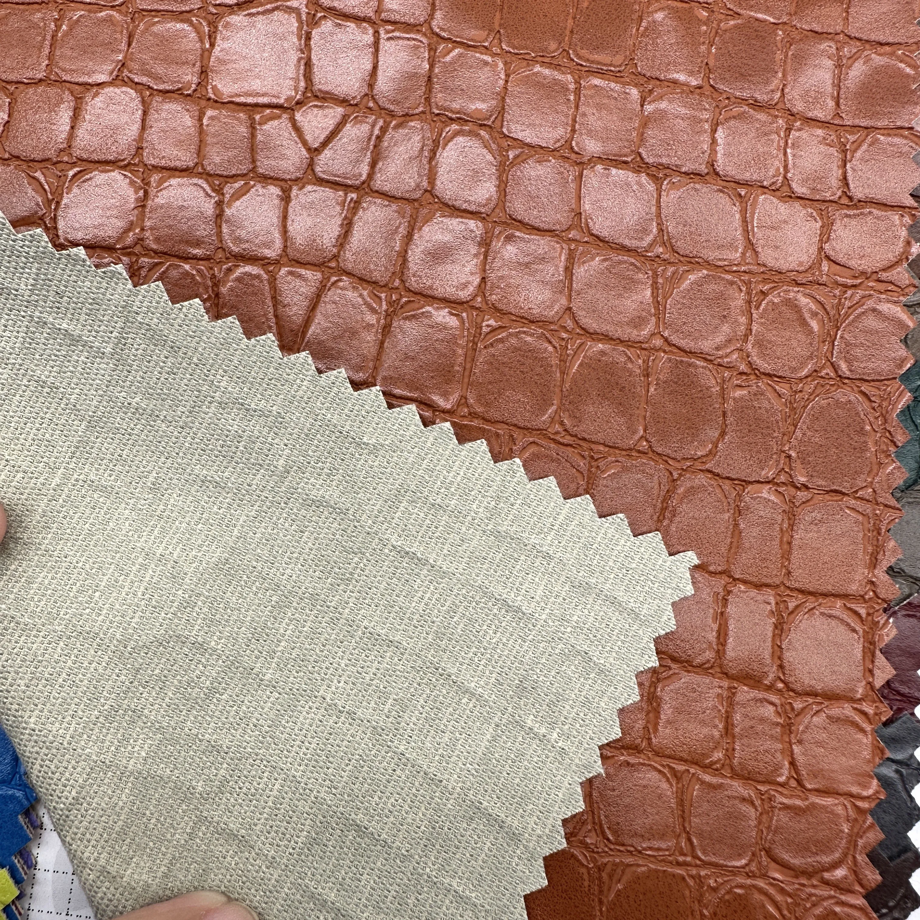 New Design Rayon Backing Fabric Faux Synthetic Leather Fabric Stone Pattern Leather For Jacket