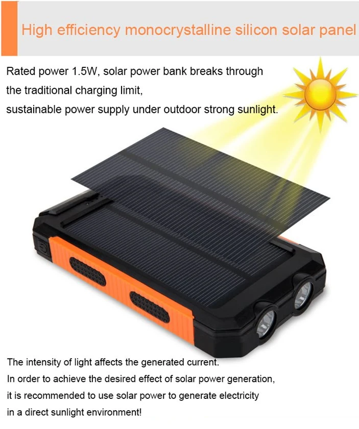 Waterproof Solar panel powerbank 20000mah 30000mah Solar charger portable solar power bank