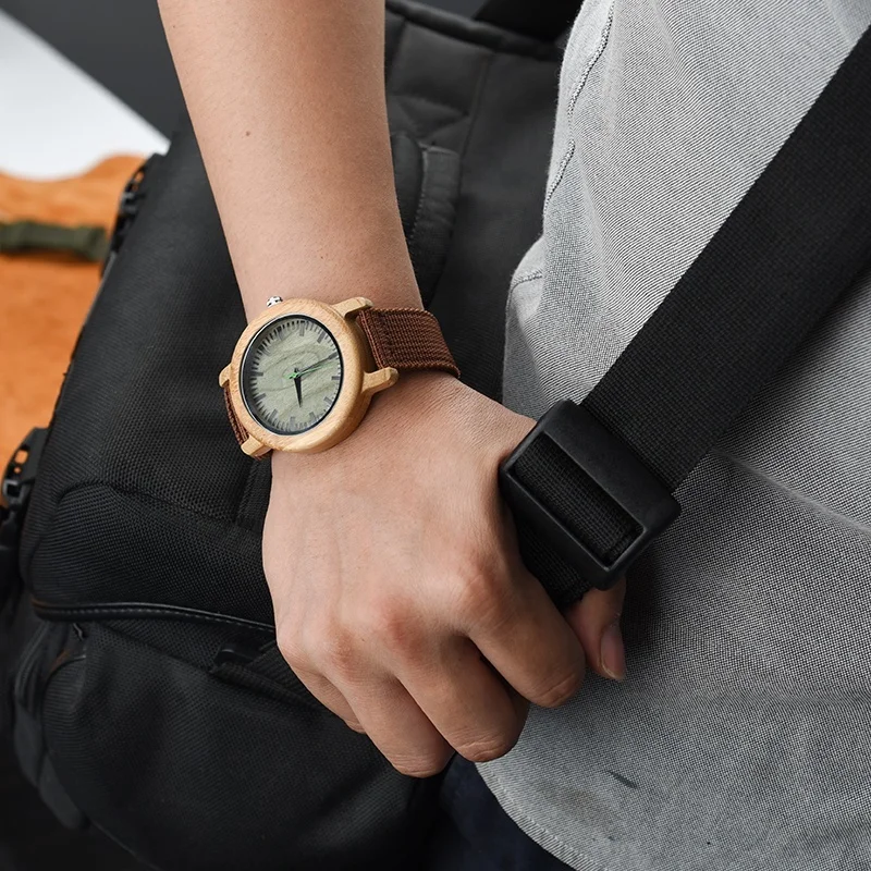 DODO DEER Shenzhen Factory OEM Private Logo Mens Bamboo Wooden Watch Nylon Band Wrist Watches