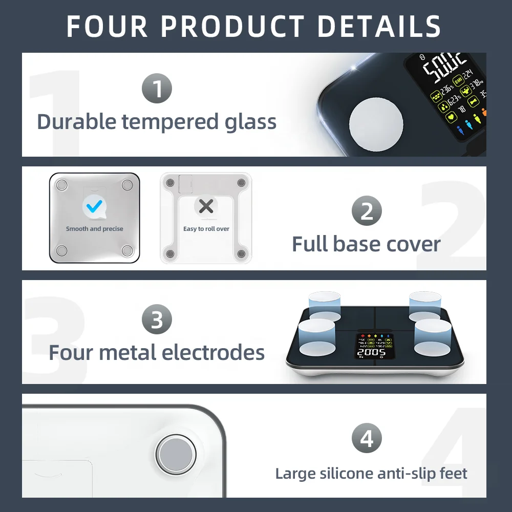 Smart Scale Big Screen Digital App Bathroom Personal Weight battery Human Personal Welland Health Keep Body Scale