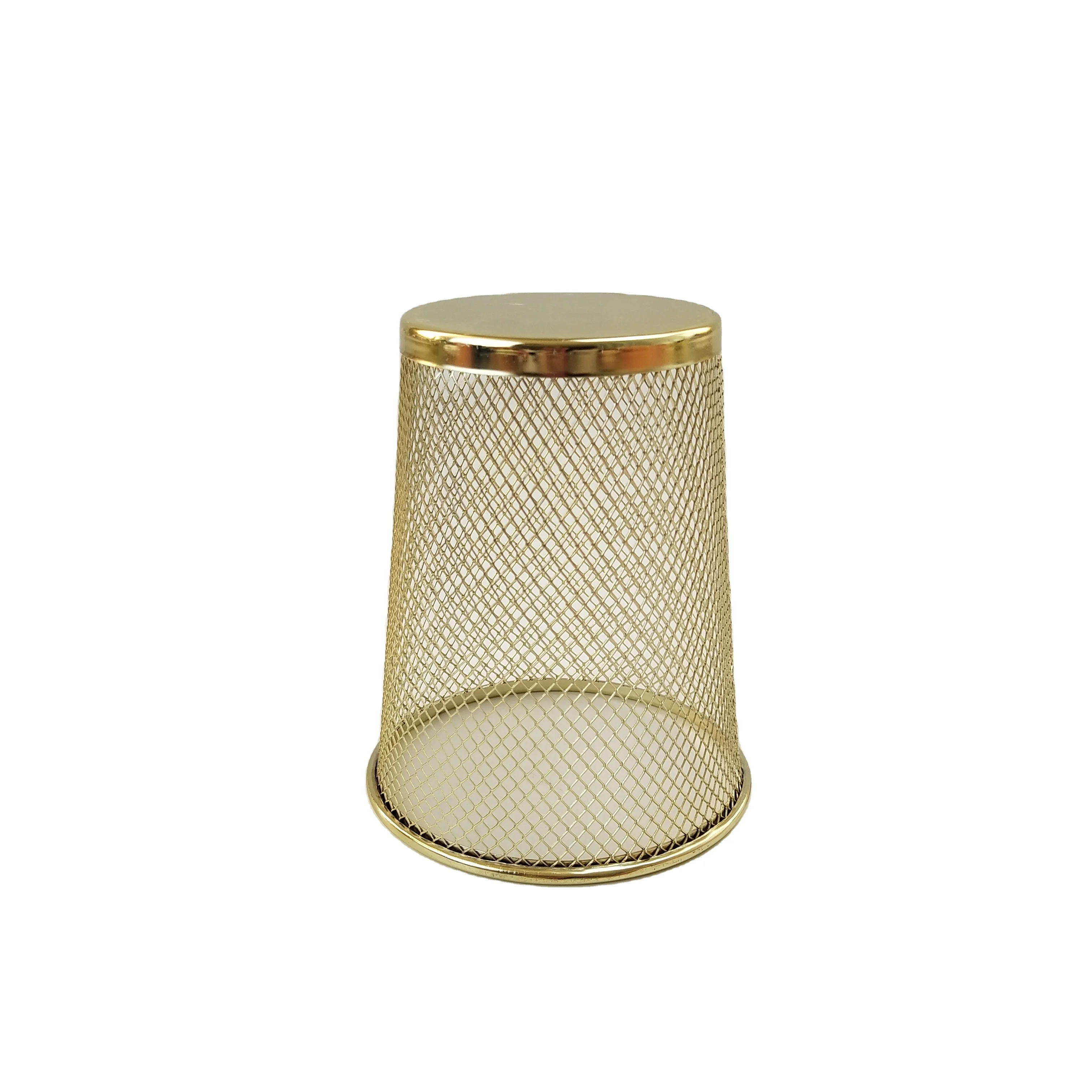 Office Supplies Organizer Stationary Office Accessories Metal Mesh Rose Gold Pen Display Stand Pen Cup Container Pen Holder