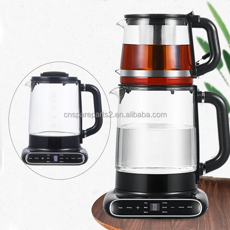 Household Appliance Custom Hotel Tea Maker Machine Electric Turkish Tea Maker and Tray Set with Glass Tea Pot