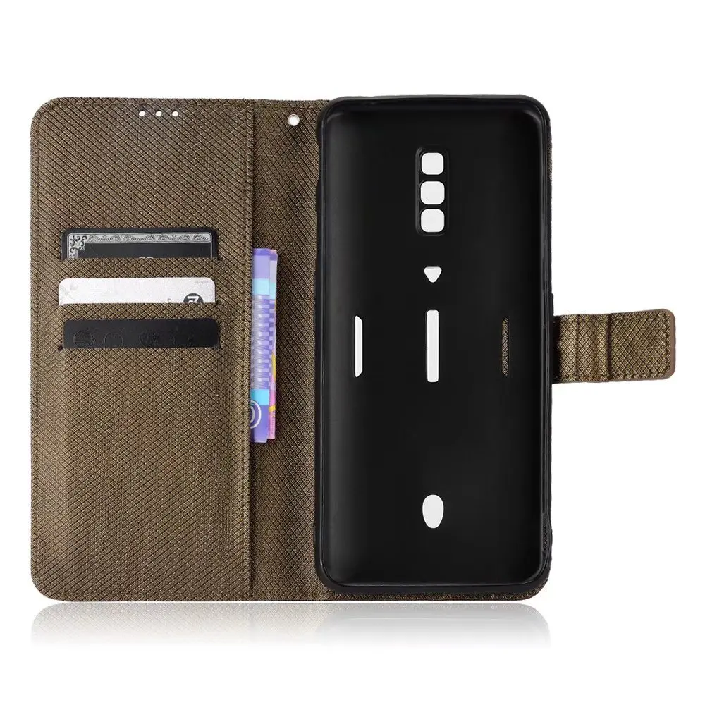 Luxury Wallet Diamond pattern PU Leather Flip Case Cover  For  ZTE Nubia Red Magic 6/ 6 Pro