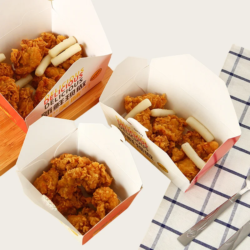 Custom Hamburger Box Disposable Corrugated Fried Chicken Snack Chicken Food Packaging Paper Box Thickened Packaging Box